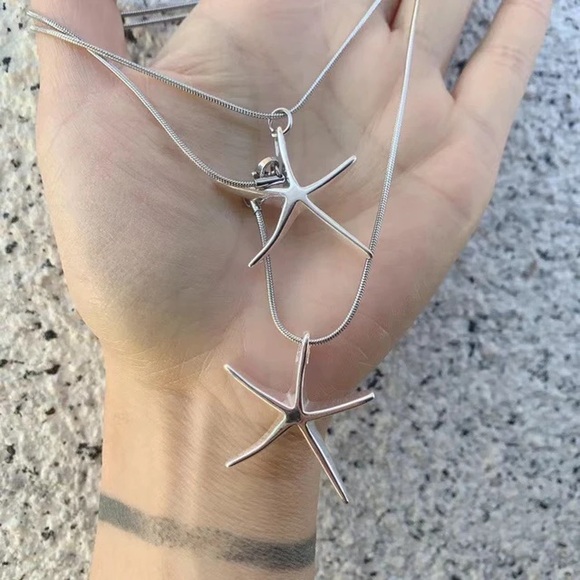 Jewelry - **Ocean's Grace: Sterling Silver Starfish Pendant Necklace**